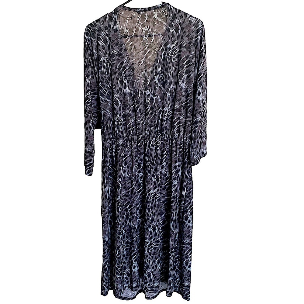 H&h Cool Tones Animal Print Faux Wrap Dress Sz 16/18 - Picture 2 of 6